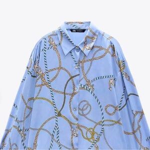 Zara Light Blue Chain Pattern Shirt